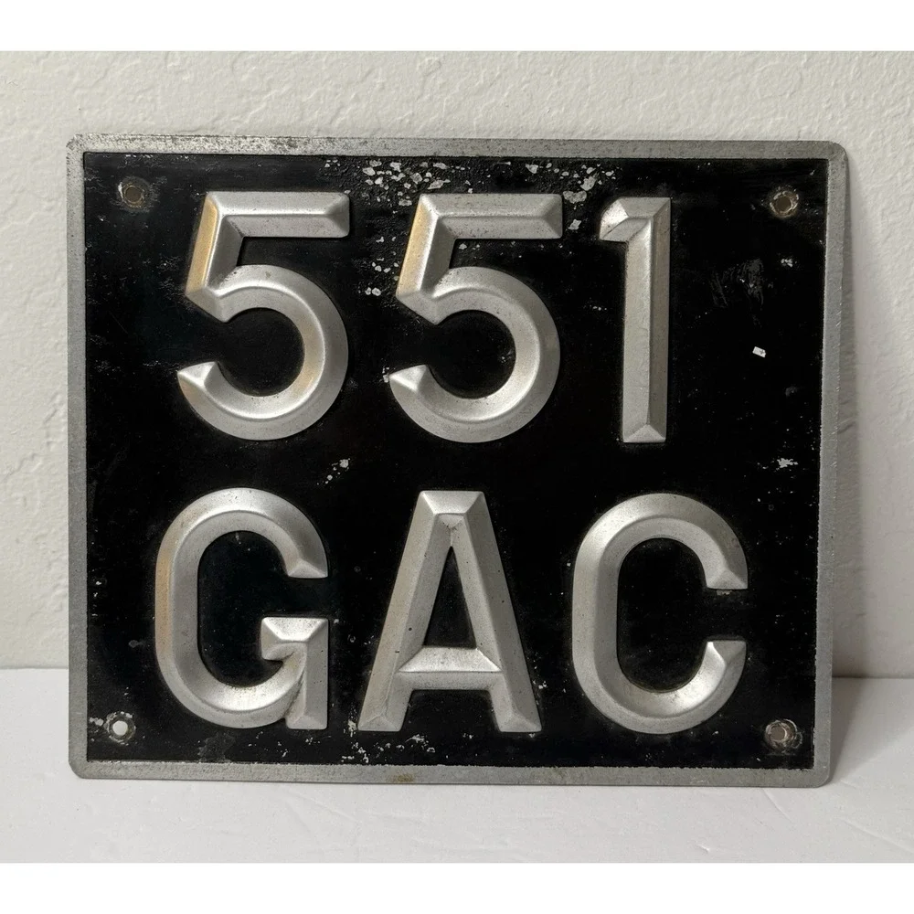 Vintage Vehicle Registration Plate Raised Characters 1903-1973 Rare Collectors